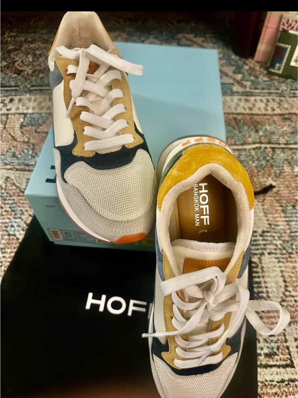 HOFF Women's Multicolor Mesh & Suede Sneakers - White/Yellow/Gray - Picture 4 of 10